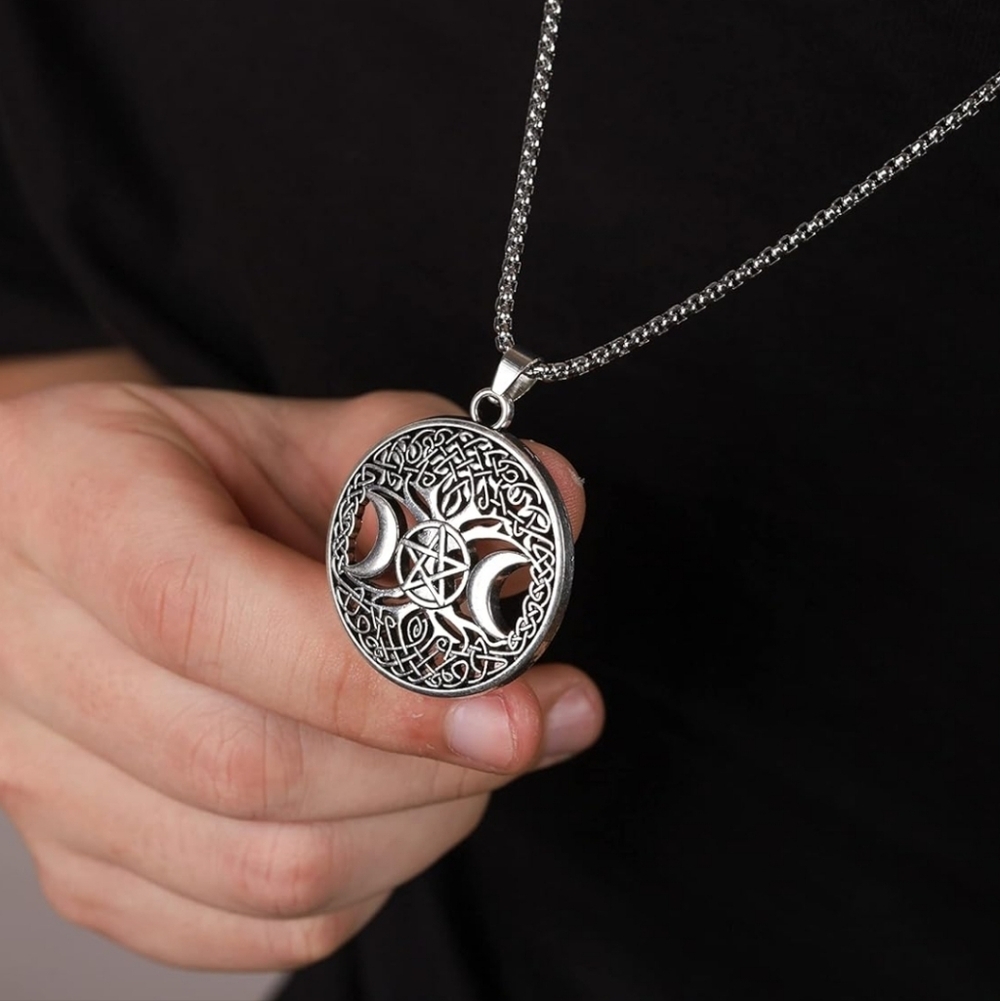 Silver Celtic Moon Pendant Necklace - Picture 5 of 6